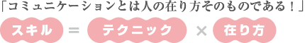 「コミュニケーションとは人の在り方そのものである！」スキル＝テクニック×在り方。